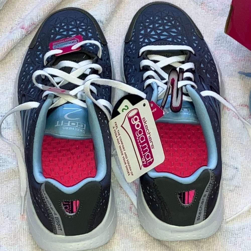 Sketchers GOFIT 2 Go Fit Presto Memory Foam Sneakers Shoes 8.5 Charcoal/Blue - Picture 8 of 16